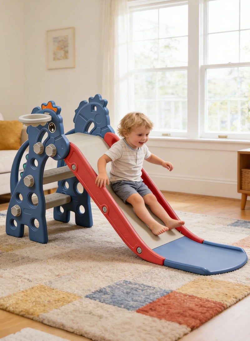 MaBaby Kids Folding SlideToddler Slide for Age 1-3 Kids Baby Slide Indoor Playset Outdoor Playground Foldable Slides for Toddlers Backyard Climber Set with Stairs Basketball Hoop and Ball - Image 1